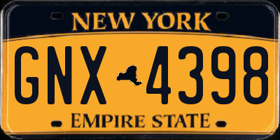 NY license plate GNX4398