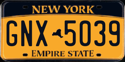 NY license plate GNX5039