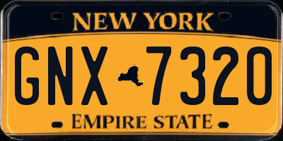 NY license plate GNX7320