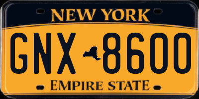 NY license plate GNX8600