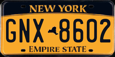 NY license plate GNX8602