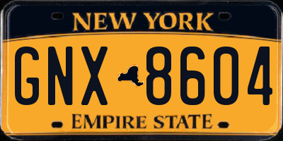 NY license plate GNX8604