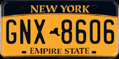 NY license plate GNX8606