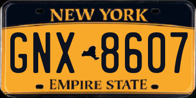 NY license plate GNX8607
