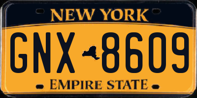NY license plate GNX8609