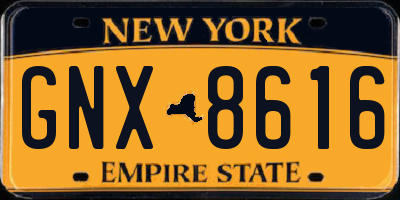 NY license plate GNX8616