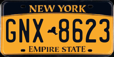 NY license plate GNX8623