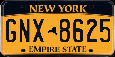 NY license plate GNX8625