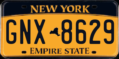 NY license plate GNX8629