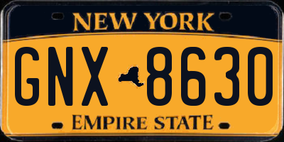 NY license plate GNX8630