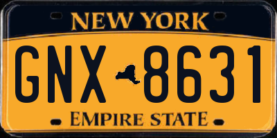 NY license plate GNX8631