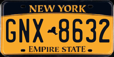 NY license plate GNX8632