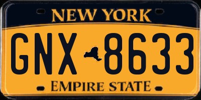 NY license plate GNX8633