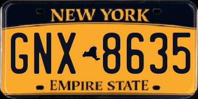 NY license plate GNX8635