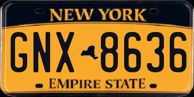 NY license plate GNX8636