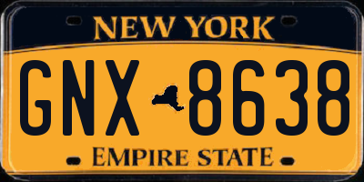 NY license plate GNX8638