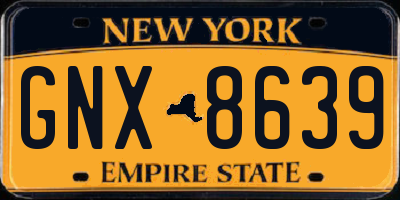 NY license plate GNX8639