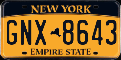 NY license plate GNX8643