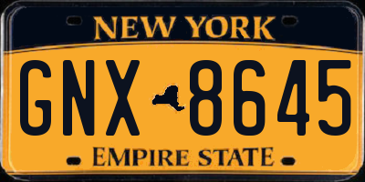 NY license plate GNX8645
