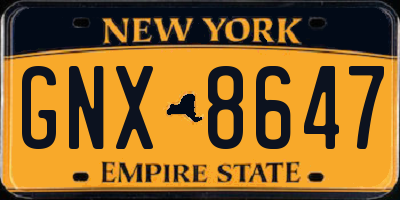 NY license plate GNX8647