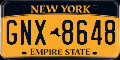 NY license plate GNX8648