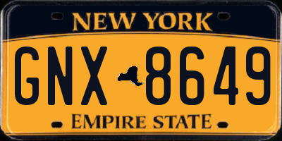 NY license plate GNX8649