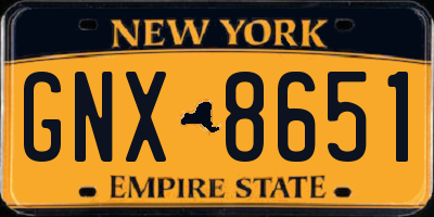 NY license plate GNX8651