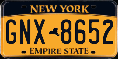 NY license plate GNX8652