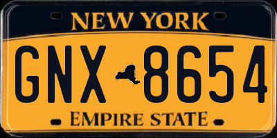 NY license plate GNX8654