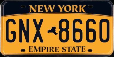 NY license plate GNX8660