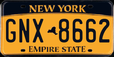 NY license plate GNX8662