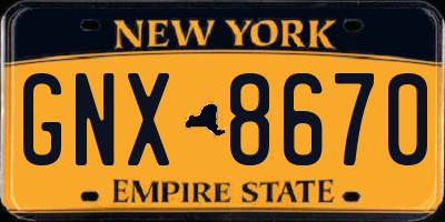 NY license plate GNX8670