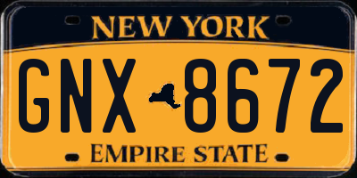 NY license plate GNX8672