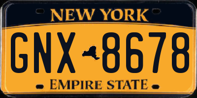 NY license plate GNX8678