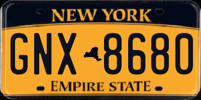 NY license plate GNX8680