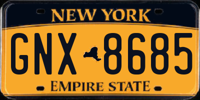 NY license plate GNX8685
