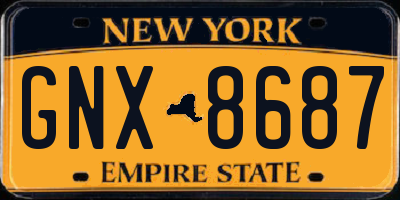 NY license plate GNX8687