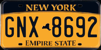 NY license plate GNX8692