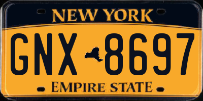 NY license plate GNX8697