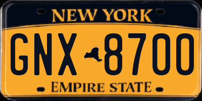 NY license plate GNX8700