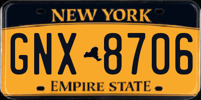 NY license plate GNX8706