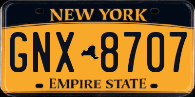 NY license plate GNX8707