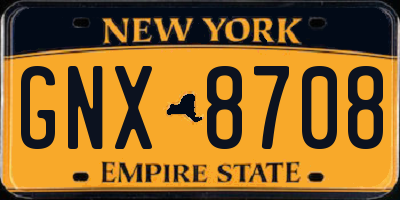 NY license plate GNX8708