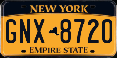 NY license plate GNX8720