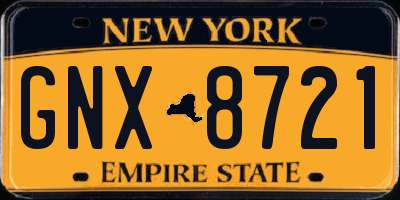 NY license plate GNX8721