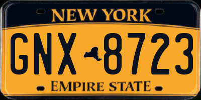 NY license plate GNX8723