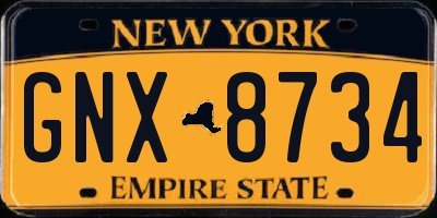 NY license plate GNX8734