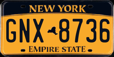 NY license plate GNX8736