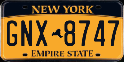 NY license plate GNX8747