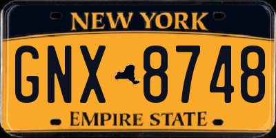 NY license plate GNX8748
